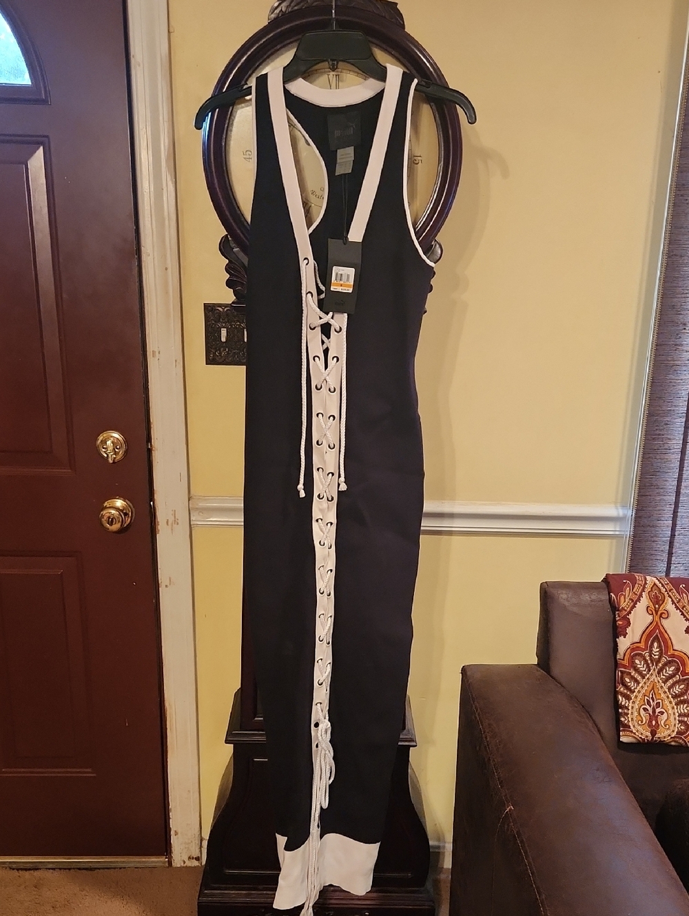 Black & White Lace-Up Maxi Dress